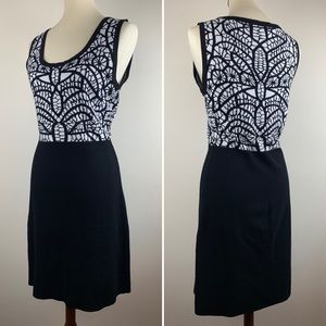 Carmen Marc Valvo Sweater Dress Chic Black&White